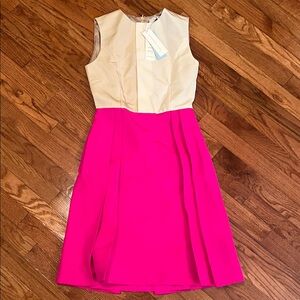 Chic Sleeveless Pink and Cream Midi Dress